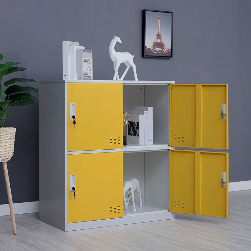 Metal Non-Hanging Armoire Modern Storage Cabinet with Hinged Doors Yellow 4 Clearhalo 'Armoires & Wardrobes' 'armoires_wardrobes' 'Bedroom Furniture' 'furn' 'furn_armoires_wardrobes' 'Furniture' 6023204