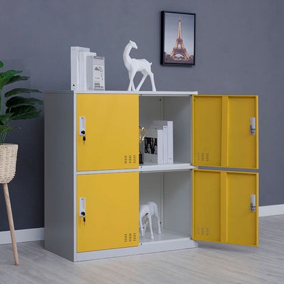 Metal Non-Hanging Armoire Modern Storage Cabinet with Hinged Doors Yellow 4 Clearhalo 'Armoires & Wardrobes' 'armoires_wardrobes' 'Bedroom Furniture' 'furn' 'furn_armoires_wardrobes' 'Furniture' 6023204