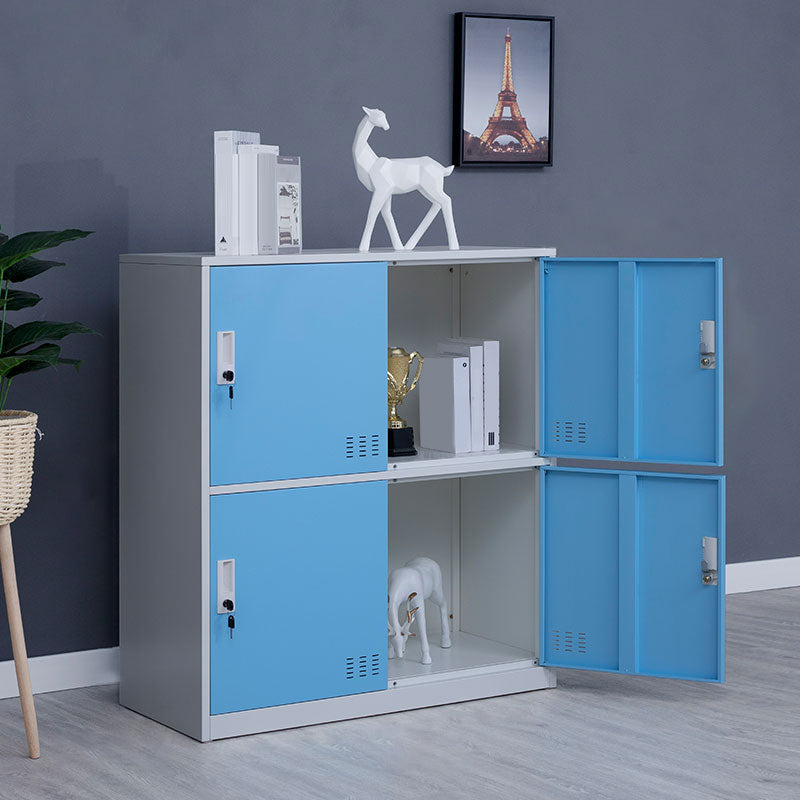 Metal Non-Hanging Armoire Modern Storage Cabinet with Hinged Doors Blue 4 Clearhalo 'Armoires & Wardrobes' 'armoires_wardrobes' 'Bedroom Furniture' 'furn' 'furn_armoires_wardrobes' 'Furniture' 6023206