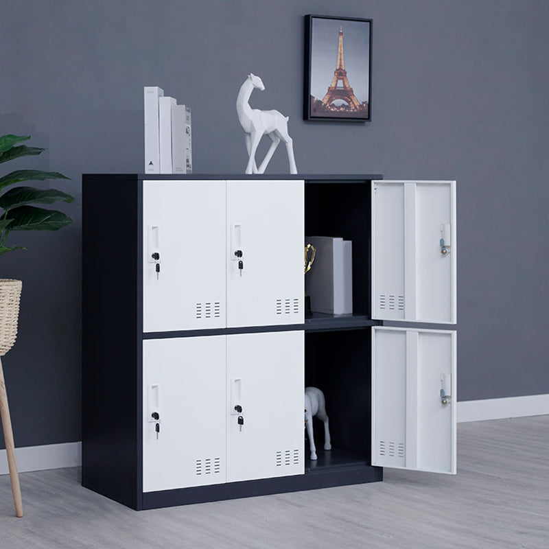 Metal Non-Hanging Armoire Modern Storage Cabinet with Hinged Doors Black White 6 Clearhalo 'Armoires & Wardrobes' 'armoires_wardrobes' 'Bedroom Furniture' 'furn' 'furn_armoires_wardrobes' 'Furniture' 6023216