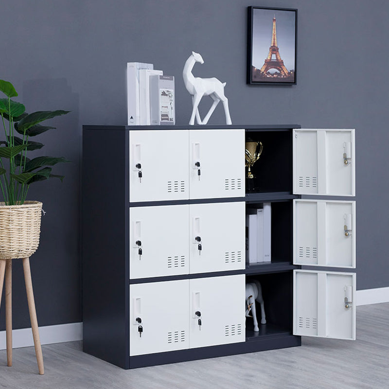Metal Non-Hanging Armoire Modern Storage Cabinet with Hinged Doors Black White 9 Clearhalo 'Armoires & Wardrobes' 'armoires_wardrobes' 'Bedroom Furniture' 'furn' 'furn_armoires_wardrobes' 'Furniture' 6023222