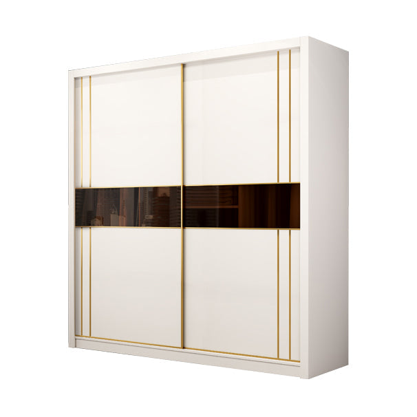Contemporary Wooden Wardrobe White Wardrobe Closet with Sliding Door 55"L x 24"W x 79"H Clearhalo 'Armoires & Wardrobes' 'armoires_wardrobes' 'Bedroom Furniture' 'furn' 'furn_armoires_wardrobes' 'Furniture' 6023260