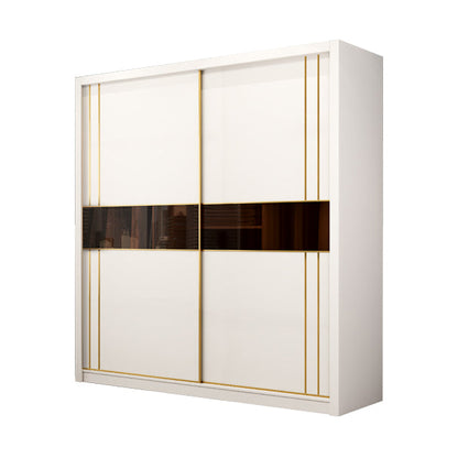 Contemporary Wooden Wardrobe White Wardrobe Closet with Sliding Door 55"L x 24"W x 79"H Clearhalo 'Armoires & Wardrobes' 'armoires_wardrobes' 'Bedroom Furniture' 'furn' 'furn_armoires_wardrobes' 'Furniture' 6023260