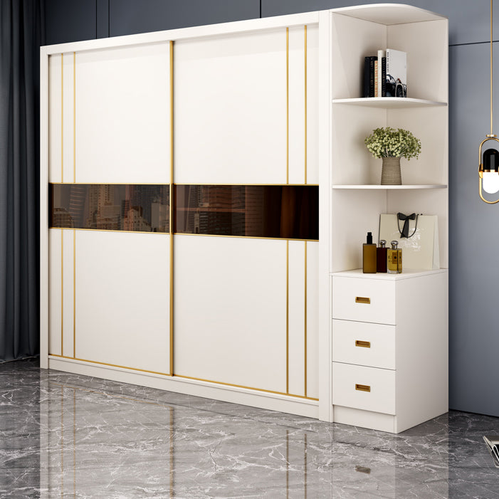 Contemporary Wooden Wardrobe White Wardrobe Closet with Sliding Door Clearhalo 'Armoires & Wardrobes' 'armoires_wardrobes' 'Bedroom Furniture' 'furn' 'furn_armoires_wardrobes' 'Furniture' 6023261