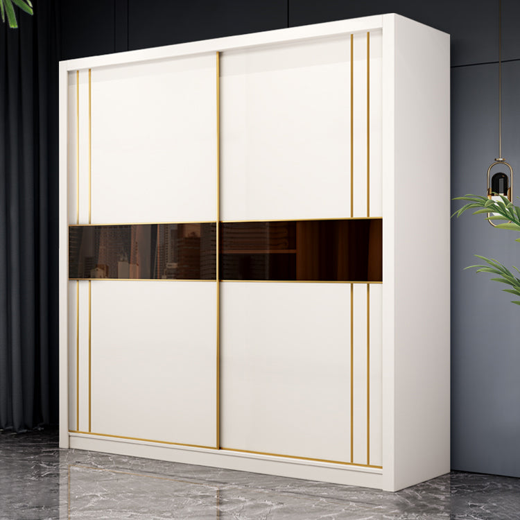 Contemporary Wooden Wardrobe White Wardrobe Closet with Sliding Door Clearhalo 'Armoires & Wardrobes' 'armoires_wardrobes' 'Bedroom Furniture' 'furn' 'furn_armoires_wardrobes' 'Furniture' 6023263