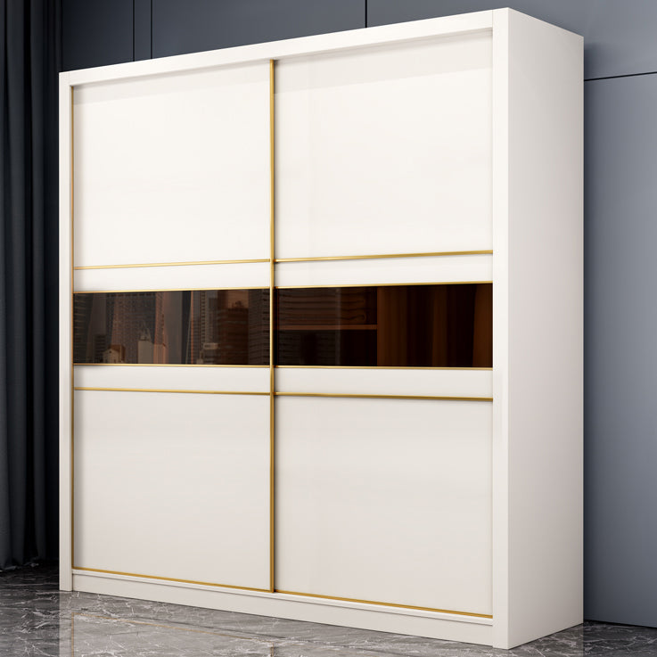 Contemporary Wooden Wardrobe White Wardrobe Closet with Sliding Door Clearhalo 'Armoires & Wardrobes' 'armoires_wardrobes' 'Bedroom Furniture' 'furn' 'furn_armoires_wardrobes' 'Furniture' 6023272