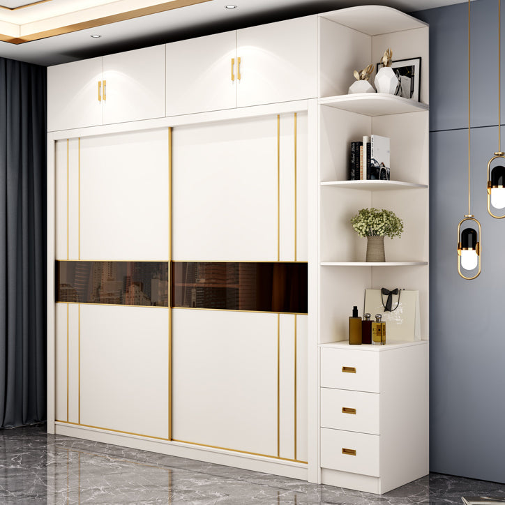 Contemporary Wooden Wardrobe White Wardrobe Closet with Sliding Door Clearhalo 'Armoires & Wardrobes' 'armoires_wardrobes' 'Bedroom Furniture' 'furn' 'furn_armoires_wardrobes' 'Furniture' 6023273