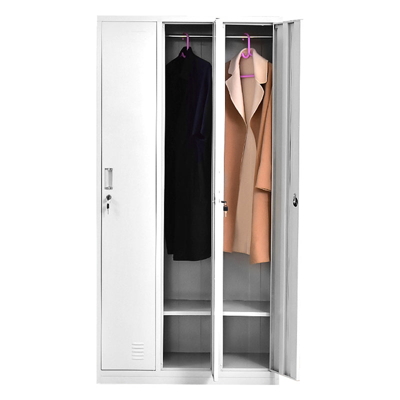 Contemporary White Wardrobe Cabinet Steel Wardrobe Armoire for Home