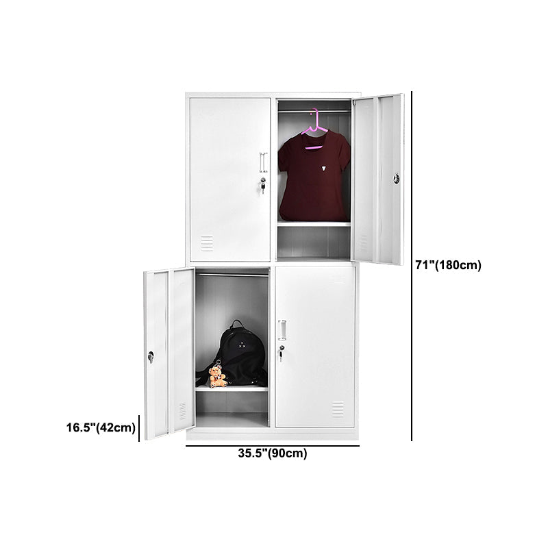 Contemporary White Wardrobe Cabinet Steel Wardrobe Armoire for Home