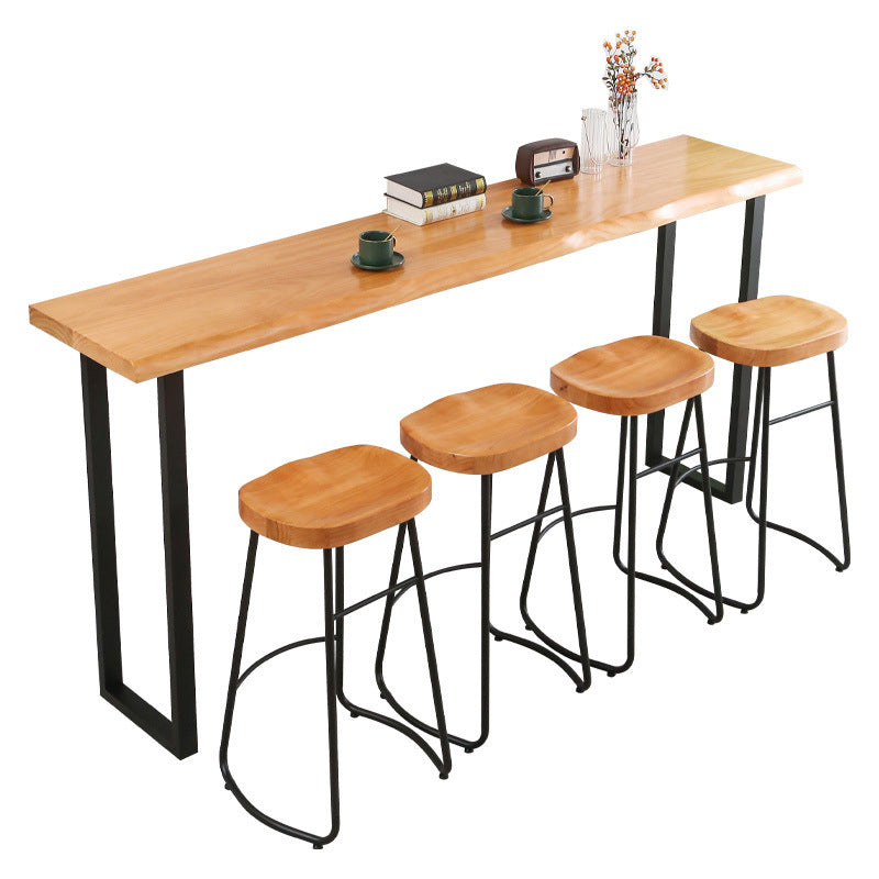 Modern 1/2/5 Pieces Wood Bar Table Set Rectangle Bar Table with High Stools for Kitchen Clearhalo 'Bar Furniture' 'furn' 'furn_home_bar_bar_sets' 'Furniture' 'Home Bars & Bar Sets' 'home_bar_bar_sets' 'Kitchen & Dining Furniture' 6023489