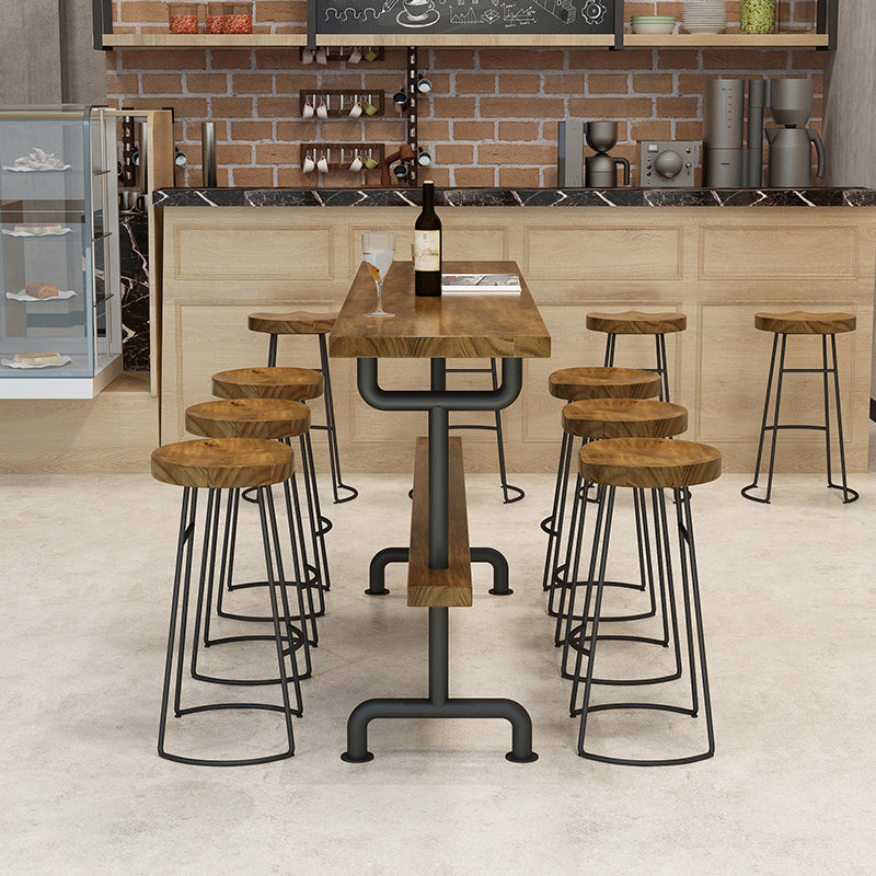Industrial Wood Bar Set Wood 1/2/4/7/9 Pieces Rectangle Trestle Bistro Set in Natural Clearhalo 'Bar Furniture' 'furn' 'furn_home_bar_bar_sets' 'Furniture' 'Home Bars & Bar Sets' 'home_bar_bar_sets' 'Kitchen & Dining Furniture' 6023545