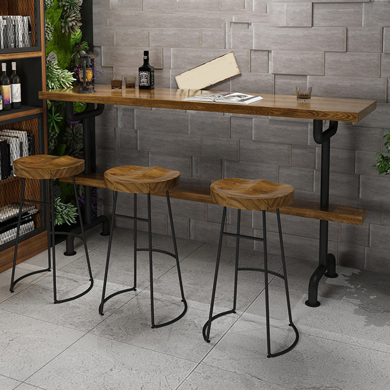 Industrial Wood Bar Set Wood 1/2/4/7/9 Pieces Rectangle Trestle Bistro Set in Natural Clearhalo 'Bar Furniture' 'furn' 'furn_home_bar_bar_sets' 'Furniture' 'Home Bars & Bar Sets' 'home_bar_bar_sets' 'Kitchen & Dining Furniture' 6023546