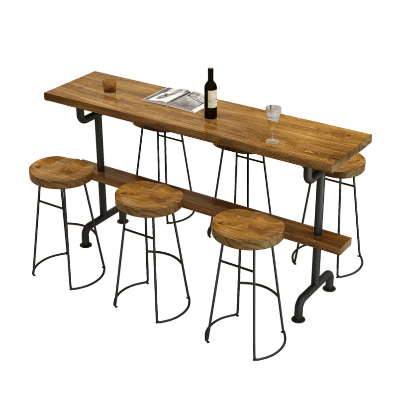 Industrial Wood Bar Set Wood 1/2/4/7/9 Pieces Rectangle Trestle Bistro Set in Natural Clearhalo 'Bar Furniture' 'furn' 'furn_home_bar_bar_sets' 'Furniture' 'Home Bars & Bar Sets' 'home_bar_bar_sets' 'Kitchen & Dining Furniture' 6023547