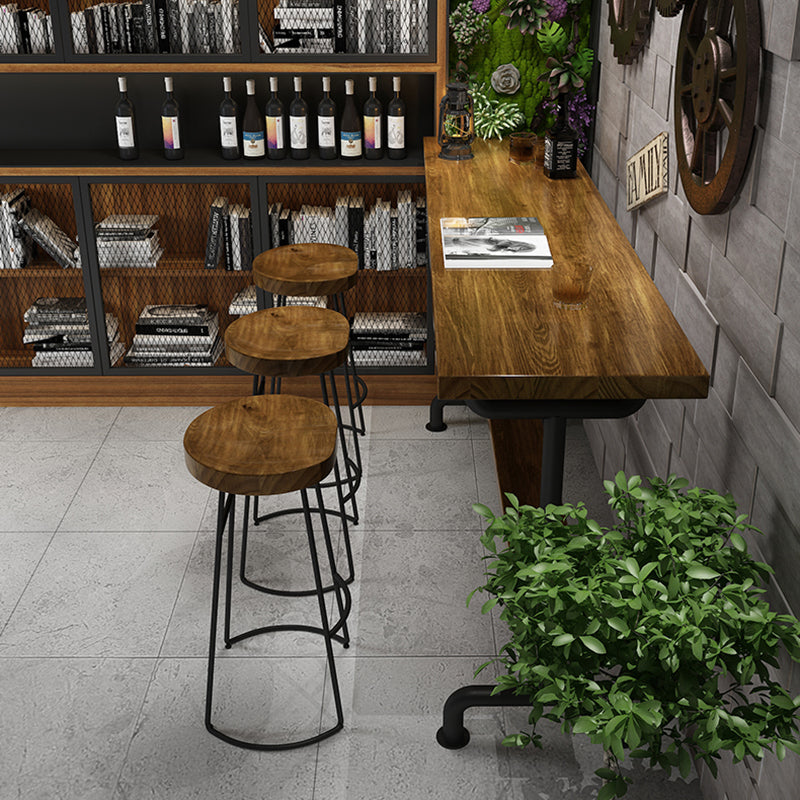 Industrial Wood Bar Set Wood 1/2/4/7/9 Pieces Rectangle Trestle Bistro Set in Natural Clearhalo 'Bar Furniture' 'furn' 'furn_home_bar_bar_sets' 'Furniture' 'Home Bars & Bar Sets' 'home_bar_bar_sets' 'Kitchen & Dining Furniture' 6023554