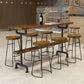 Industrial Wood Bar Set Wood 1/2/4/7/9 Pieces Rectangle Trestle Bistro Set in Natural Clearhalo 'Bar Furniture' 'furn' 'furn_home_bar_bar_sets' 'Furniture' 'Home Bars & Bar Sets' 'home_bar_bar_sets' 'Kitchen & Dining Furniture' 6023555
