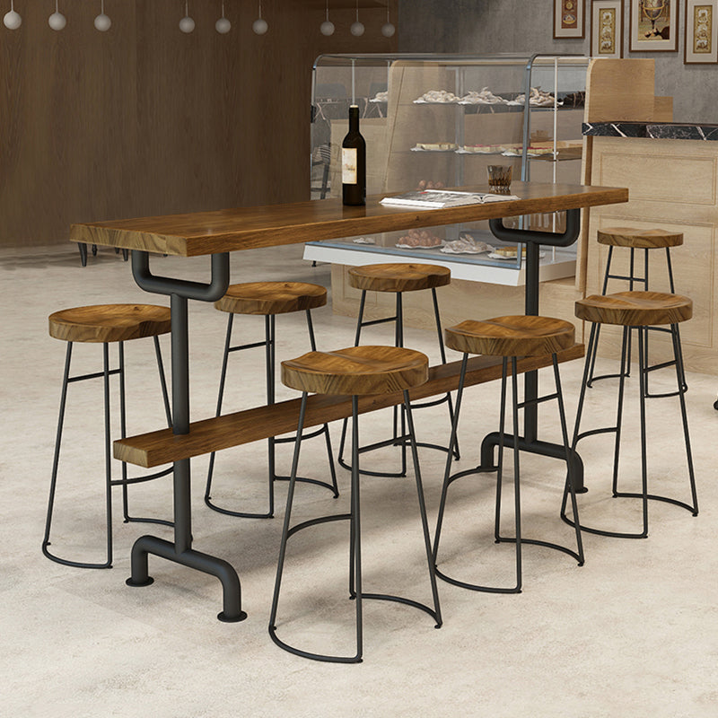 Industrial Wood Bar Set Wood 1/2/4/7/9 Pieces Rectangle Trestle Bistro Set in Natural Clearhalo 'Bar Furniture' 'furn' 'furn_home_bar_bar_sets' 'Furniture' 'Home Bars & Bar Sets' 'home_bar_bar_sets' 'Kitchen & Dining Furniture' 6023555