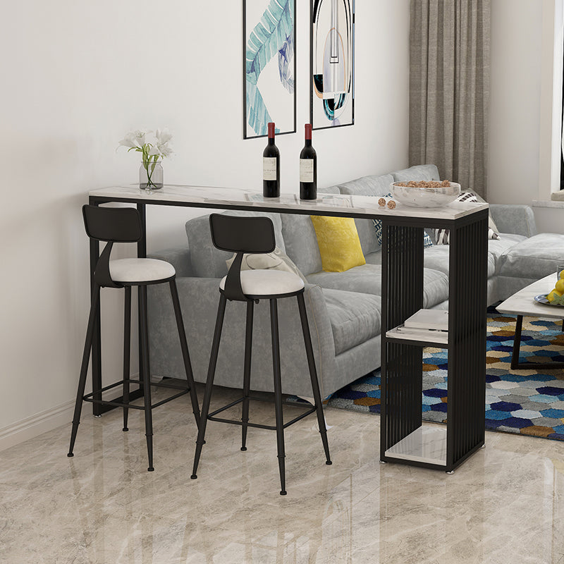 Modern Stone White Counter Set 1/2/3 Pieces Rectangle Storage Table and Stool Set 3 Pieces: Table, 2 Stools Clearhalo 'Bar Furniture' 'furn' 'furn_home_bar_bar_sets' 'Furniture' 'Home Bars & Bar Sets' 'home_bar_bar_sets' 'Kitchen & Dining Furniture' 6023564
