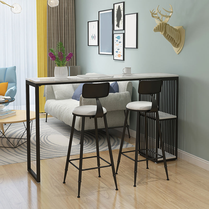 Modern Stone White Counter Set 1/2/3 Pieces Rectangle Storage Table and Stool Set Clearhalo 'Bar Furniture' 'furn' 'furn_home_bar_bar_sets' 'Furniture' 'Home Bars & Bar Sets' 'home_bar_bar_sets' 'Kitchen & Dining Furniture' 6023568