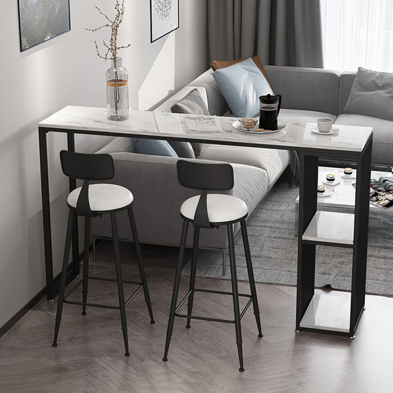Modern Stone White Counter Set 1/2/3 Pieces Rectangle Storage Table and Stool Set Clearhalo 'Bar Furniture' 'furn' 'furn_home_bar_bar_sets' 'Furniture' 'Home Bars & Bar Sets' 'home_bar_bar_sets' 'Kitchen & Dining Furniture' 6023575