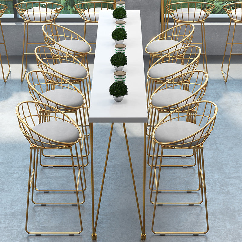 Glam 1/5/9 Pieces Counter Height Set Rectangle White Legs Indoor Pub Dining Set Clearhalo 'Bar Furniture' 'furn' 'furn_home_bar_bar_sets' 'Furniture' 'Home Bars & Bar Sets' 'home_bar_bar_sets' 'Kitchen & Dining Furniture' 6023613