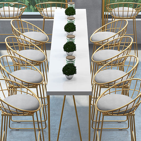 Glam 1/5/9 Pieces Counter Height Set Rectangle White Legs Indoor Pub Dining Set Clearhalo 'Bar Furniture' 'furn' 'furn_home_bar_bar_sets' 'Furniture' 'Home Bars & Bar Sets' 'home_bar_bar_sets' 'Kitchen & Dining Furniture' 6023618