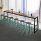 Modern Style Bar Table Set 1/7 Pieces Rectangle Wood Counter Table with Stools 7 Pieces: Table, 6 Blue Stools Clearhalo 'Bar Furniture' 'furn' 'furn_home_bar_bar_sets' 'Furniture' 'Home Bars & Bar Sets' 'home_bar_bar_sets' 'Kitchen & Dining Furniture' 6023654