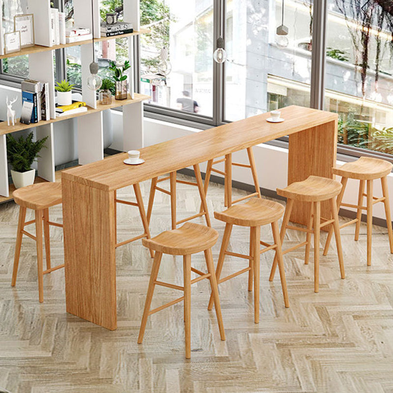 Luxurious Rectangle Pub Table Set 1/5/9 Pieces Wooden Counter Table with Backless Stools Clearhalo 'Bar Furniture' 'furn' 'furn_home_bar_bar_sets' 'Furniture' 'Home Bars & Bar Sets' 'home_bar_bar_sets' 'Kitchen & Dining Furniture' 6023717