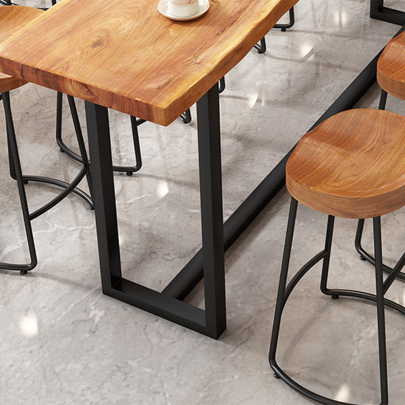 Industrielles rechteckiges Kneipentisch-Set, 1/4/7-teilig, Tresentisch aus Holz mit rückenfreien Hockern