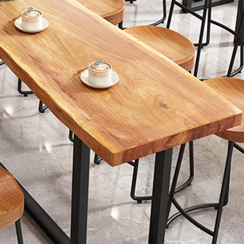 Industrielles rechteckiges Kneipentisch-Set, 1/4/7-teilig, Tresentisch aus Holz mit rückenfreien Hockern