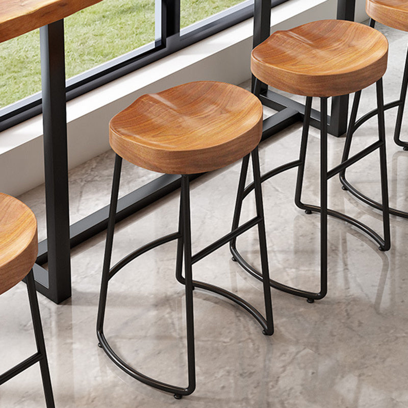 Industrielles rechteckiges Kneipentisch-Set, 1/4/7-teilig, Tresentisch aus Holz mit rückenfreien Hockern