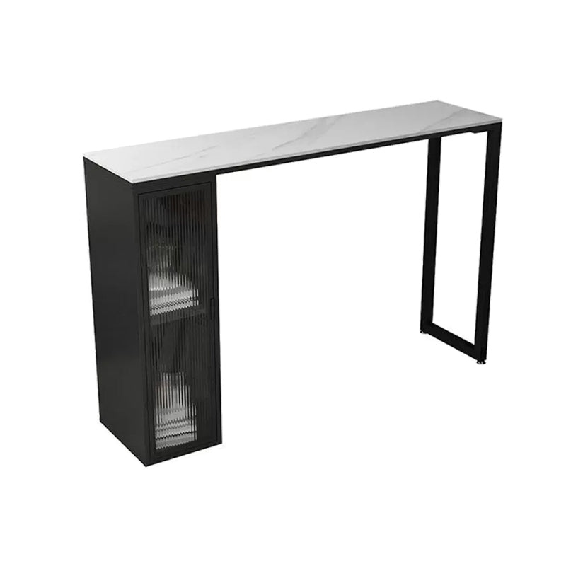 Modern 1/5 Pieces Bar Table Set Rectangle Stone Counter Table with Stools for Dining Room White 71"L x 16"W Clearhalo 'Bar Furniture' 'furn' 'furn_home_bar_bar_sets' 'Furniture' 'Home Bars & Bar Sets' 'home_bar_bar_sets' 'Kitchen & Dining Furniture' 6023889
