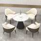 Glam Sintered Stone Dining Set Round 1/2/5 Pieces Dining Set 5 Pieces: Table, 4 Beige Chairs Clearhalo 'Dining Room Sets' 'Dining Tables & Seating' 'dining_room_set' 'furn' 'furn_dining_room_set' 'Furniture' 'Kitchen & Dining Furniture' 6024032