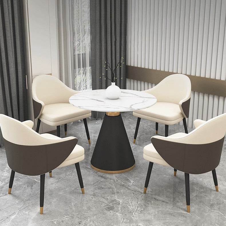 Glam Sintered Stone Dining Set Round 1/2/5 Pieces Dining Set Clearhalo 'Dining Room Sets' 'Dining Tables & Seating' 'dining_room_set' 'furn' 'furn_dining_room_set' 'Furniture' 'Kitchen & Dining Furniture' 6024038