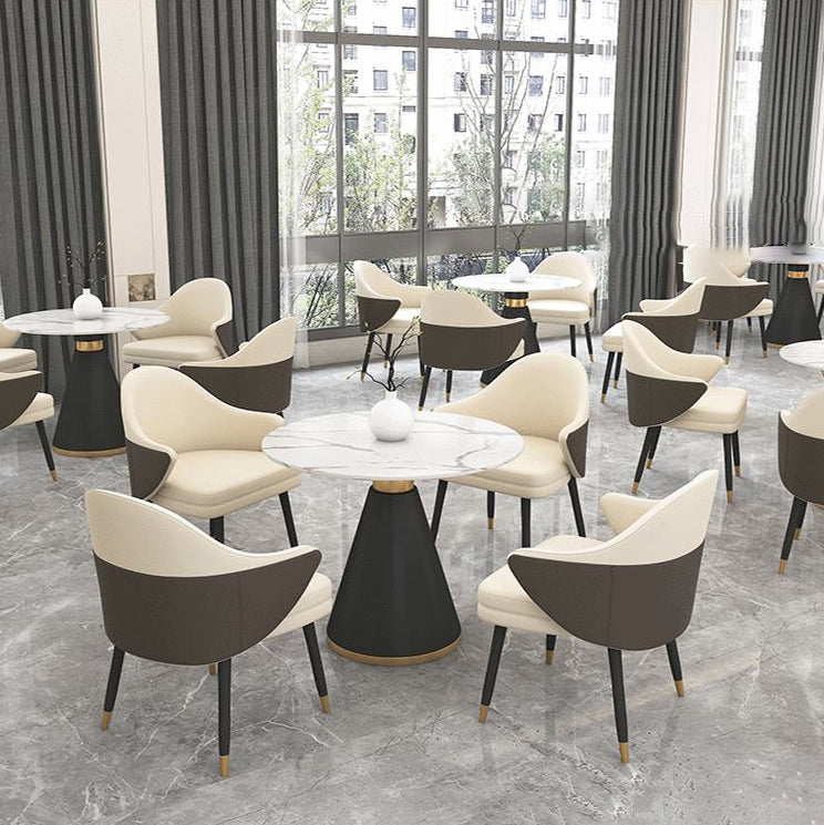 Glam Sintered Stone Dining Set Round 1/2/5 Pieces Dining Set Clearhalo 'Dining Room Sets' 'Dining Tables & Seating' 'dining_room_set' 'furn' 'furn_dining_room_set' 'Furniture' 'Kitchen & Dining Furniture' 6024040