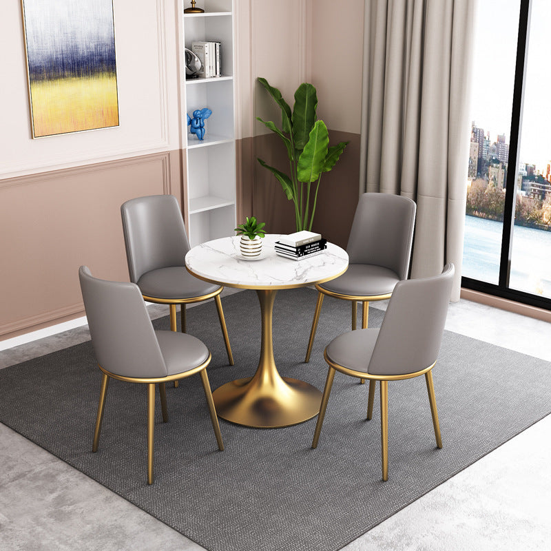 Modern Style Round Table Set 1/2/3/4/5 Pieces Dining Set for Home 5 Pieces: White Table, 4 Chairs Clearhalo 'Dining Room Sets' 'Dining Tables & Seating' 'dining_room_set' 'furn' 'furn_dining_room_set' 'Furniture' 'Kitchen & Dining Furniture' 6024048