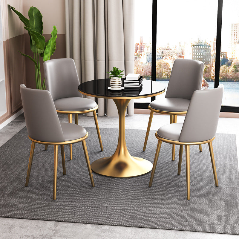 Modern Style Round Table Set 1/2/3/4/5 Pieces Dining Set for Home Clearhalo 'Dining Room Sets' 'Dining Tables & Seating' 'dining_room_set' 'furn' 'furn_dining_room_set' 'Furniture' 'Kitchen & Dining Furniture' 6024050