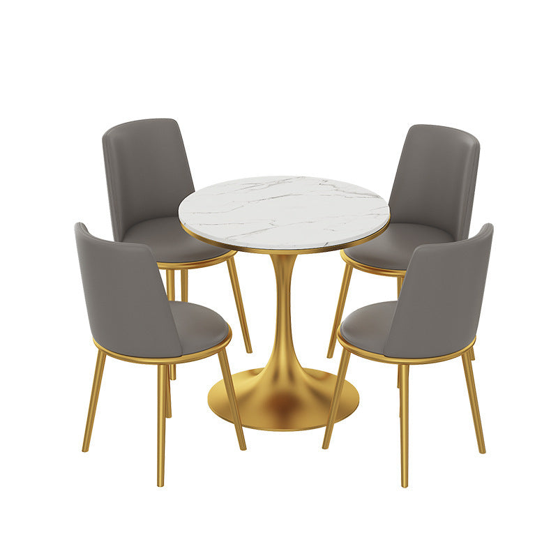 Modern Style Round Table Set 1/2/3/4/5 Pieces Dining Set for Home Clearhalo 'Dining Room Sets' 'Dining Tables & Seating' 'dining_room_set' 'furn' 'furn_dining_room_set' 'Furniture' 'Kitchen & Dining Furniture' 6024052