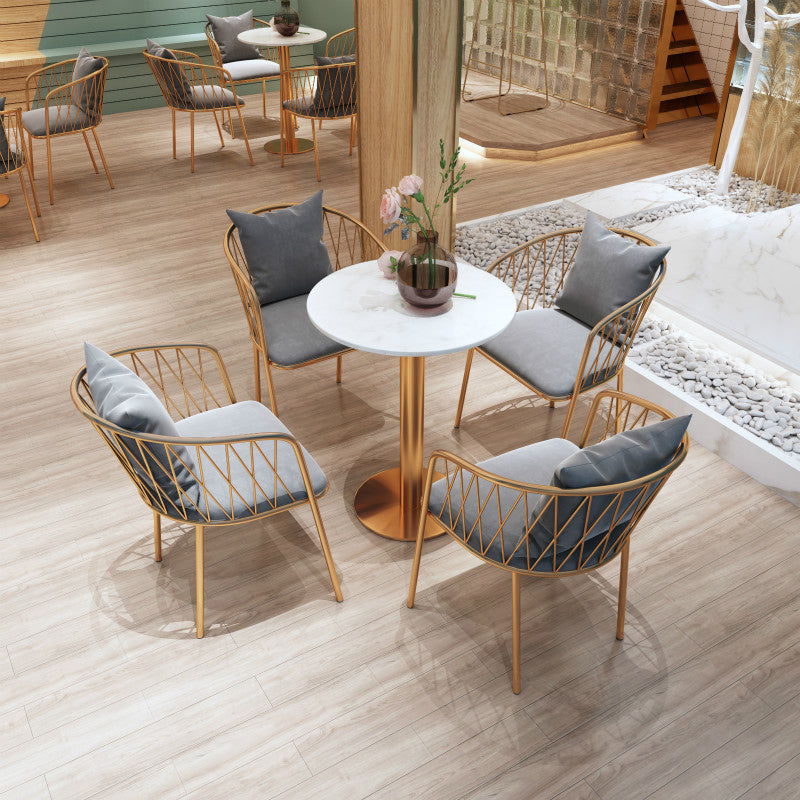 Glam Style Faux Marble Dining Set Round 1/2/3/4/5 Pièces Pièces Ensemble pour Utilisation à domicile