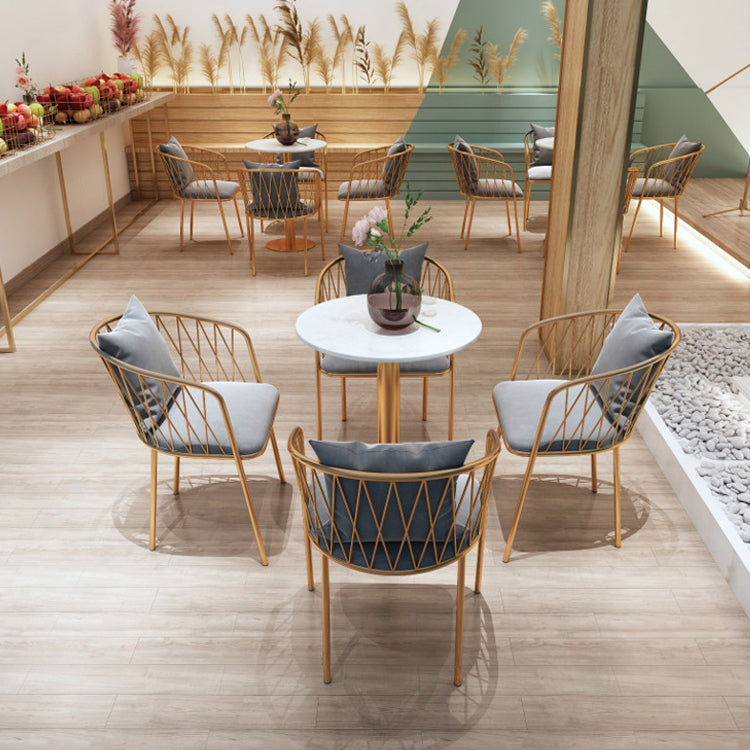 Glam Style Faux Marble Dining Set Round 1/2/3/4/5 Pièces Pièces Ensemble pour Utilisation à domicile