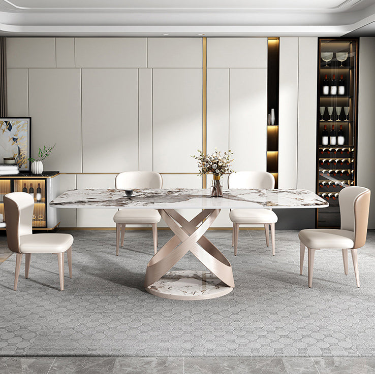 Conjunto de mesa de comedor de piedra sinterizada contemporánea Rectángulo 1/2/5/7 Piezas Juego de comedor