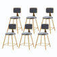Glam Metal Stool Velvet Low Back Stool with Footrest in Matte Finish Grey 6 Piece Set Short Stool(18"H) Clearhalo 'Bar Furniture' 'Bar Stools' 'bar_stools' 'furn' 'furn_bar_stools' 'Furniture' 'Kitchen & Dining Furniture' 6024282
