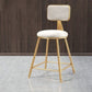 Glam Metal Stool Velvet Low Back Stool with Footrest in Matte Finish White 1 Piece Short Stool(18"H) Clearhalo 'Bar Furniture' 'Bar Stools' 'bar_stools' 'furn' 'furn_bar_stools' 'Furniture' 'Kitchen & Dining Furniture' 6024285