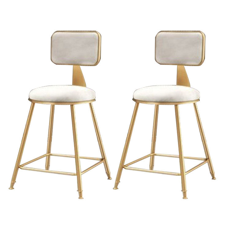 Glam Metal Stool Velvet Low Back Stool with Footrest in Matte Finish White 2 Piece Set Short Stool(18"H) Clearhalo 'Bar Furniture' 'Bar Stools' 'bar_stools' 'furn' 'furn_bar_stools' 'Furniture' 'Kitchen & Dining Furniture' 6024286