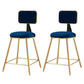 Glam Metal Stool Velvet Low Back Stool with Footrest in Matte Finish Blue 2 Piece Set Short Stool(18"H) Clearhalo 'Bar Furniture' 'Bar Stools' 'bar_stools' 'furn' 'furn_bar_stools' 'Furniture' 'Kitchen & Dining Furniture' 6024296