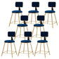 Glam Metal Stool Velvet Low Back Stool with Footrest in Matte Finish Blue 8 Piece Set Short Stool(18"H) Clearhalo 'Bar Furniture' 'Bar Stools' 'bar_stools' 'furn' 'furn_bar_stools' 'Furniture' 'Kitchen & Dining Furniture' 6024299