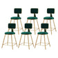 Glam Metal Stool Velvet Low Back Stool with Footrest in Matte Finish Green 6 Piece Set Short Stool(18"H) Clearhalo 'Bar Furniture' 'Bar Stools' 'bar_stools' 'furn' 'furn_bar_stools' 'Furniture' 'Kitchen & Dining Furniture' 6024303