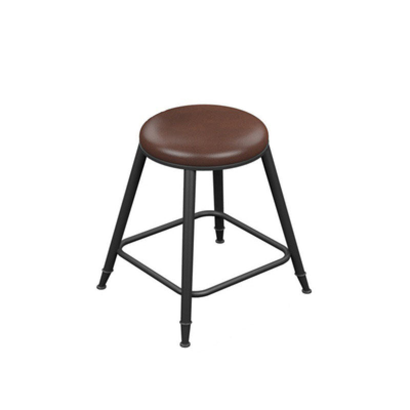 Glam Metal Stool Velvet Low Back Stool with Footrest in Matte Finish Dark Brown 1 Piece Short Stool(18"H) Clearhalo 'Bar Furniture' 'Bar Stools' 'bar_stools' 'furn' 'furn_bar_stools' 'Furniture' 'Kitchen & Dining Furniture' 6024305