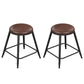 Glam Metal Stool Velvet Low Back Stool with Footrest in Matte Finish Dark Brown 2 Piece Set Short Stool(18"H) Clearhalo 'Bar Furniture' 'Bar Stools' 'bar_stools' 'furn' 'furn_bar_stools' 'Furniture' 'Kitchen & Dining Furniture' 6024306
