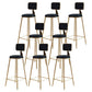 Glam Metal Stool Velvet Low Back Stool with Footrest in Matte Finish Black 8 Piece Set Clearhalo 'Bar Furniture' 'Bar Stools' 'bar_stools' 'furn' 'furn_bar_stools' 'Furniture' 'Kitchen & Dining Furniture' 6024314