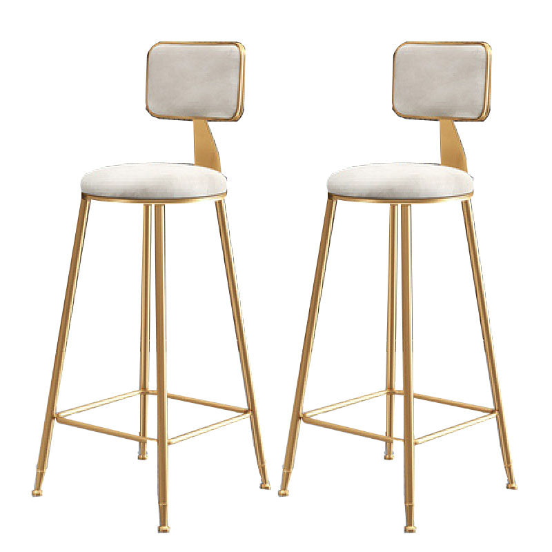Glam Metal Stool Velvet Low Back Stool with Footrest in Matte Finish White 2 Piece Set Clearhalo 'Bar Furniture' 'Bar Stools' 'bar_stools' 'furn' 'furn_bar_stools' 'Furniture' 'Kitchen & Dining Furniture' 6024321